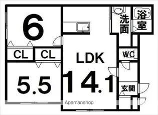 ジュネスメゾンエフ【2階】の間取り